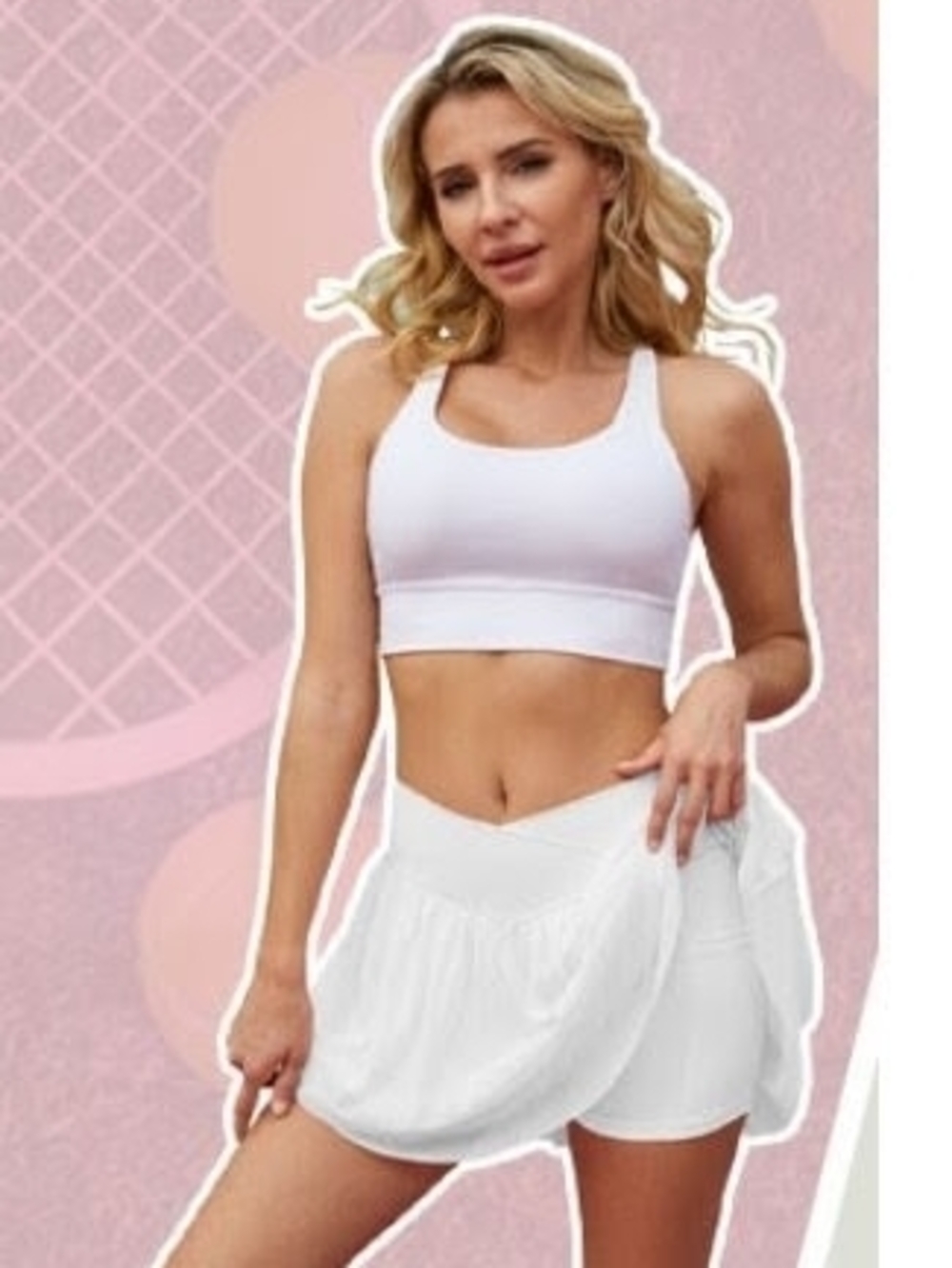 Jekaoyi White Crossover Waisted Ruffle Mini Skort with Pockets Size XL NWT